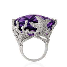 «Риф» кольцо с аметистом и бриллиантами
