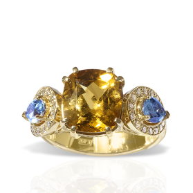«Медовый закат» кольцо с хризобериллом