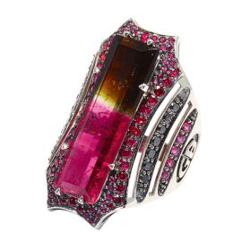 «Фламенко» кольцо с полихромным турмалином арт. 606 купить в Голден Блюз