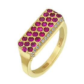 кольцо с рубинами и бриллиантами