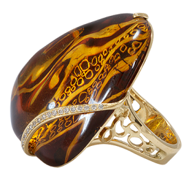 «Капля меда» кольцо с янтарем