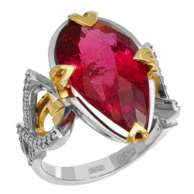 "Кельтский узор" кольцо с турмалином и бриллиантами