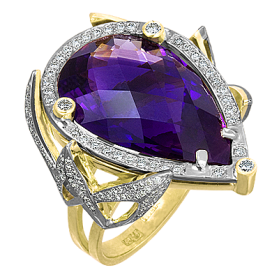 "Восхищение" кольцо с аметистом и бриллиантами