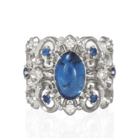 «Ажур» кольцо с сапфиром и бриллиантами
