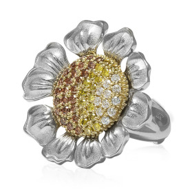 «Цветок» кольцо с бриллиантами