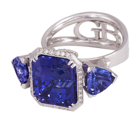 "Империя" кольцо с танзанитом и бриллиантами