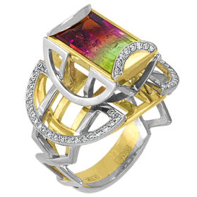 "Модерн" кольцо с полихромным турмалином