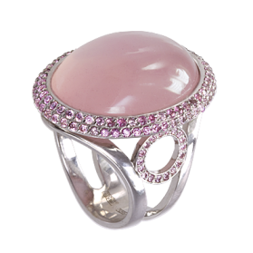 кольцо с розовым кварцем