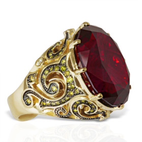 «Альмандин» кольцо с гранатом и бриллиантами