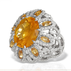 «Цветок лотоса» кольцо с сапфиром и бриллиантами
