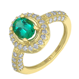 кольцо с изумрудом и бриллиантами