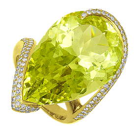 "Дюшес" кольцо с гелиодором и бриллиантами