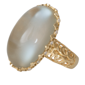 «Луна» кольцо с адуляром и бриллиантами