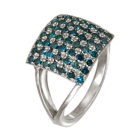кольцо с голубыми бриллиантами