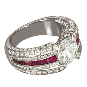"Романтика" кольцо с рубином и бриллиантами