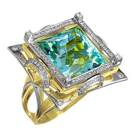 "Ларец" кольцо с аквамарином и бриллиантами