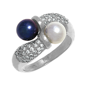 кольцо с жемчугом и бриллиантами