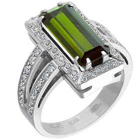 кольцо с турмалином и бриллиантами