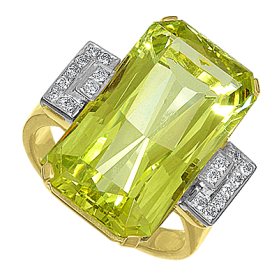 "Арт деко" кольцо с бериллом гелиодором и бриллиантами