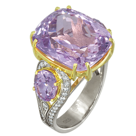 «Богема» кольцо с кунцитом и бриллиантами