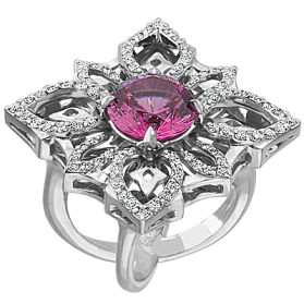 "Роза ветров" кольцо с розовой шпинелью и бриллиантами