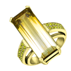 кольцо с полихромным цитрином
