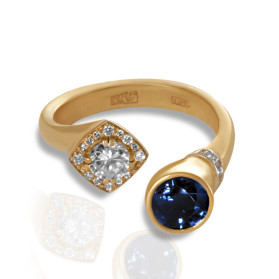 «Инь-янь» кольцо с сапфиром и бриллиантами