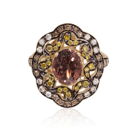 «Русское кружево» кольцо с сапфиром и бриллиантами
