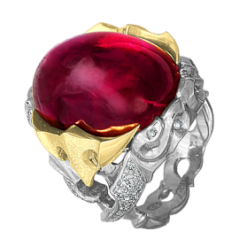 "Вулкан" кольцо с турмалином и бриллиантами