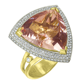  кольцо с морганитом и бриллиантами