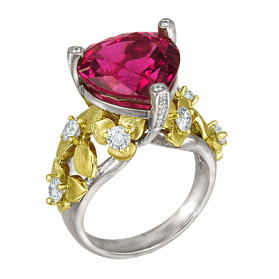 "Нежность" кольцо с турмалином и бриллиантами
